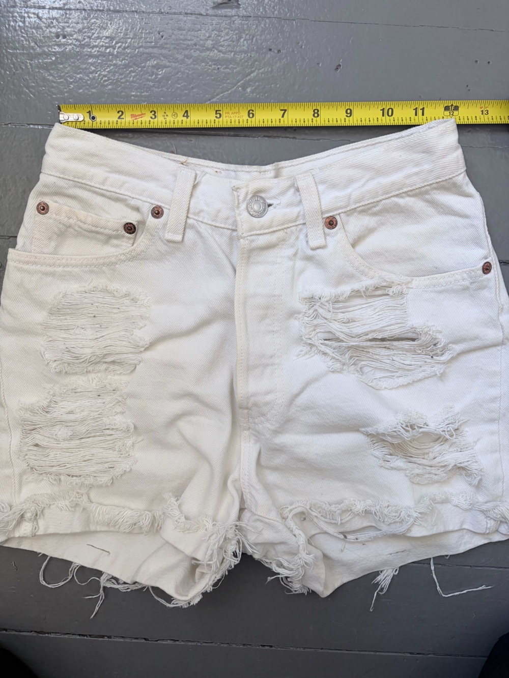 Levi's Vintage Urban Outfitters White Distressed Denim Shorts